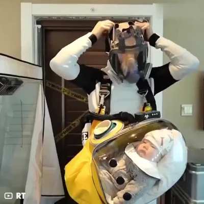 Shanghai Father Creates "Death Stranding" Suit To Protect His Baby From Coronavirus