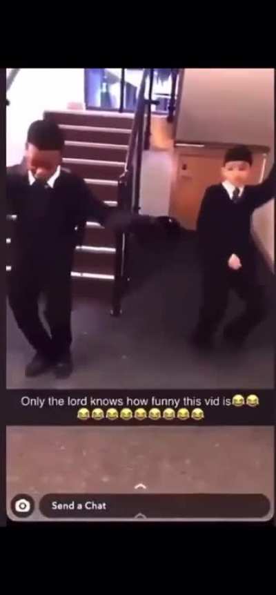2 Schoolboys Dancing For Fish n Chips ?