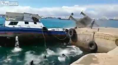 A barge containing 600 gallons of diesel fuel sank and leaked into the ocean off the Galápagos Islands in Ecuador during offloading, after a crane carrying cargo tipped over into it. The incident occurred in December of 2019.