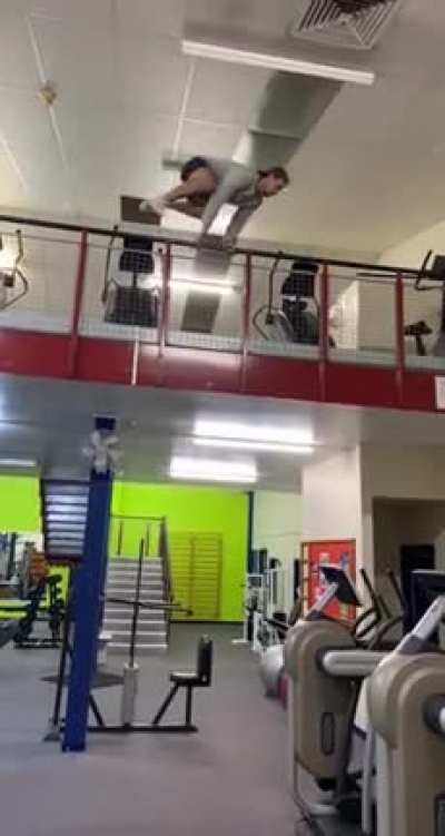 Trying to parkour in a gym