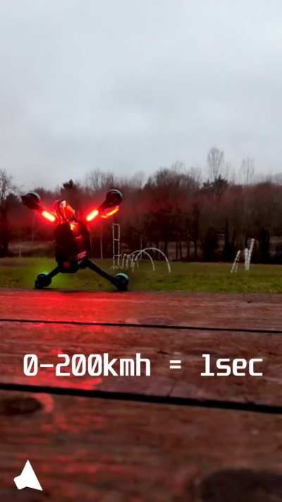 A drone going from 0-200kmh in 1 second