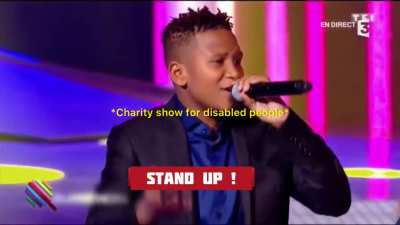 Yelling “EVERYBODY STAND UP!” to a crowd of disabled people