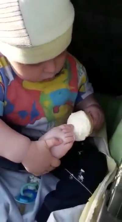 Well, that's one way to eat ice cream.