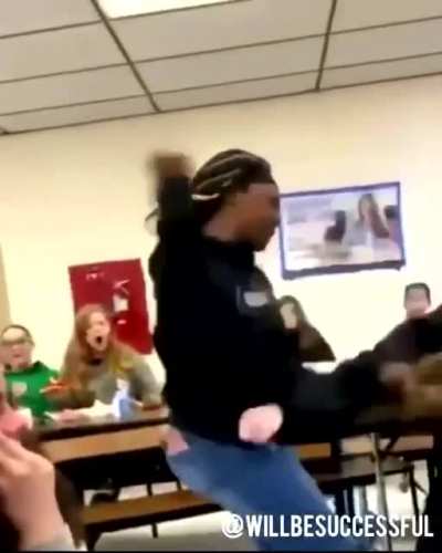 Teacher allows girl to attack a Muslim and only says "STOP STOP" when a black girl tries to defend her