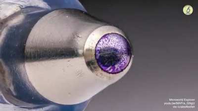 Zooming in on the tip of a ballpoint pen