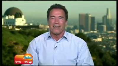 Arnold Schwarzenegger interview doing impressions (of himself)