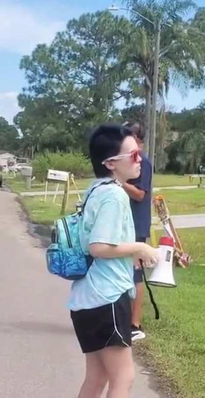 19 year old outside the house of Brian Laundries parents screaming and demanding that they turn their son in.