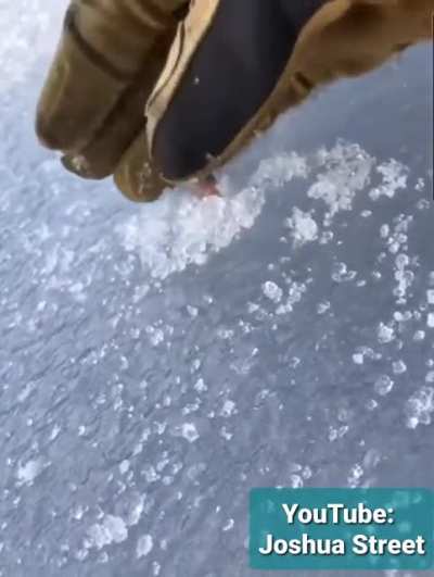 The way the bullet spins after being stopped by ICE! ?