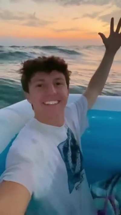 you brought an electronic device… to the beach… and got in the water… on a inflatable kiddie pool…