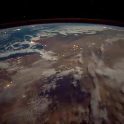 ? Earth at night viewed from space.. Atlantic Ocean, Europe, Sahara desert in a few seconds..