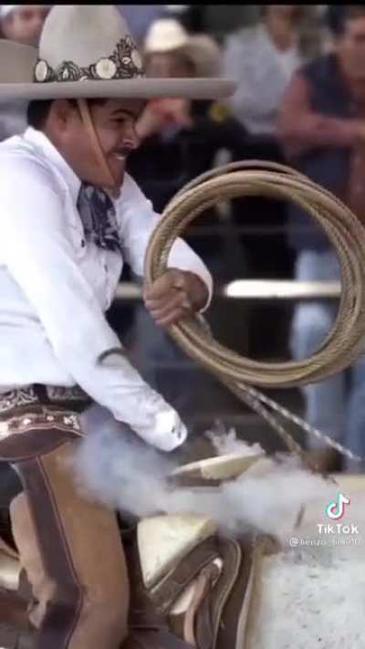 Cowboy catching a bull
