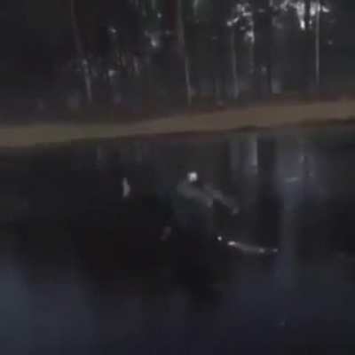 Playing golf on a frozen lake