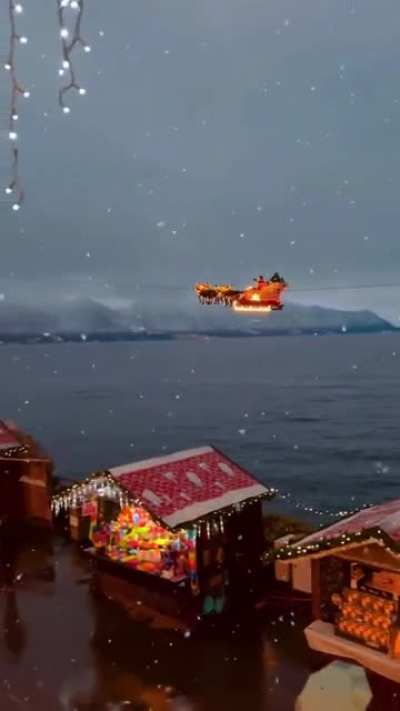 Santa Claus flying to deliver gifts?? Montreux, France ?✨☃️✨. ?Senna Relax