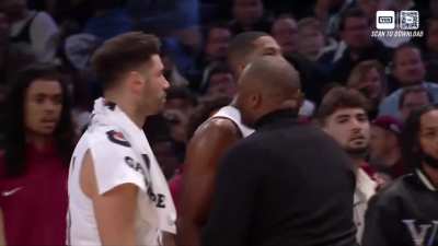 [Highlight] Nic Claxton and Tristan Thompson get into it in Paris after a Claxton dunk. Tech called on Claxton, Flagrant 2 on TT