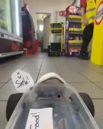 This guy driving his RC to the gas station