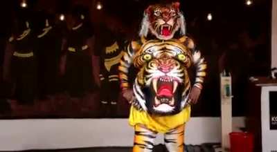 'Pulikali' aka "Leopard Play" traditional folk artists from Kerala, India