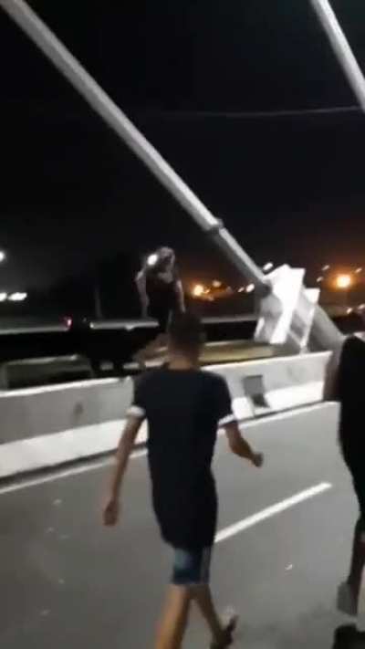WCGW running in the bridge railing