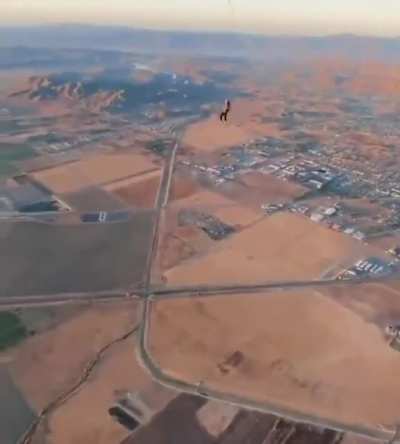 Swinging off of a hot air balloon