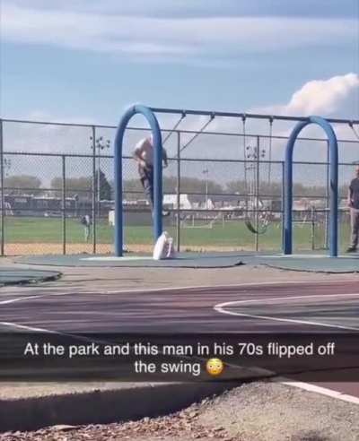flipped off the swing like a boss..