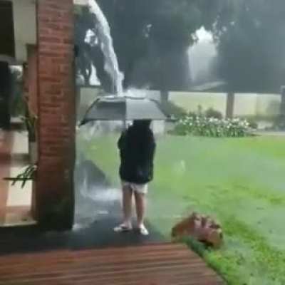 You'd think that's too much water for a normal umbrella