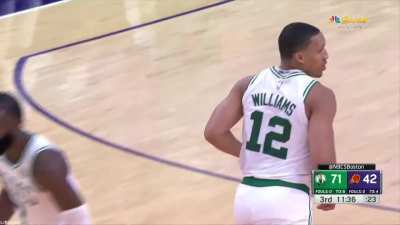 [Highlight] Grant Williams crashes the board and gets the second chance points and give Devin Booker the "too little" gesture