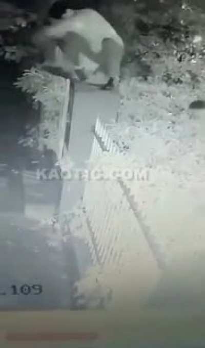 Climbing over a fence