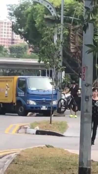To run over the cyclist