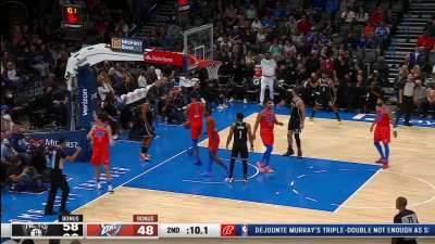 [Highlight] Harden pulls out the defender to half court, executes the "dribble dribble dribble" move and finishes over 4 OKC players for the and-one