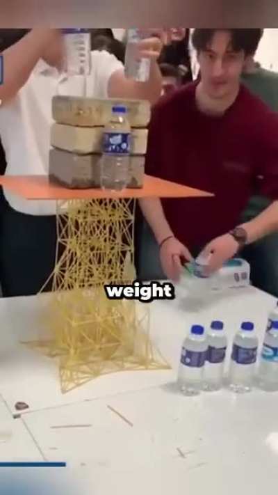 Students Make Spaghetti Tower That Holds Unbelievable Amount of Weight.