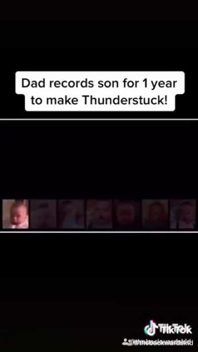 Dad records son for 1 year to make Thunderstruck!