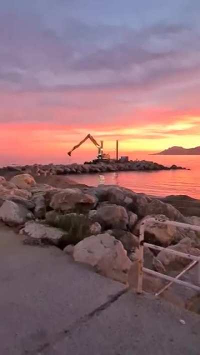 Sunset at the beach in, Cannes.