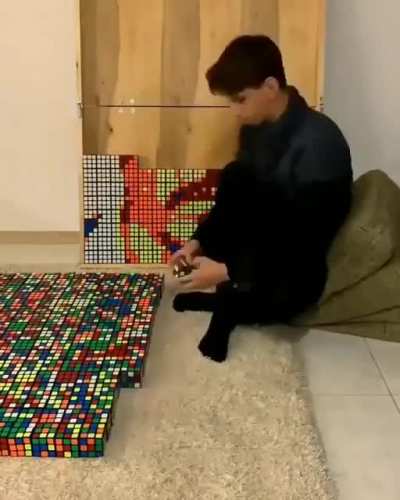 Good grief. What a brilliant mind that man has to be able to create Johnny Depp’s face from those confusing Rubik’s cubes. I’m blown away!!!