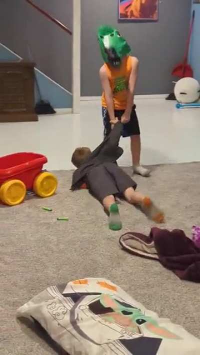 my brothers tried to act out the "I've fallen and I can't get up" commercial