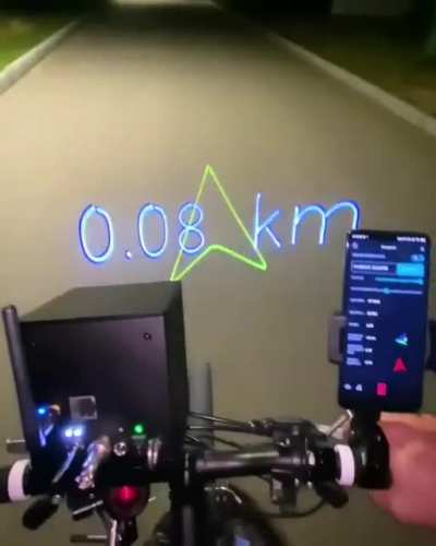 Laser-guided GPS on a bike