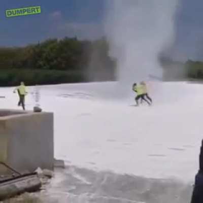 People trying to "scare" away a tornado....