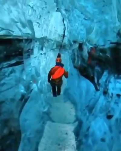 Glowing cave of ice