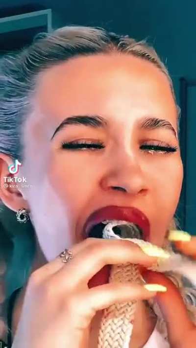 She’s got like 20 videos of chewing on a rope