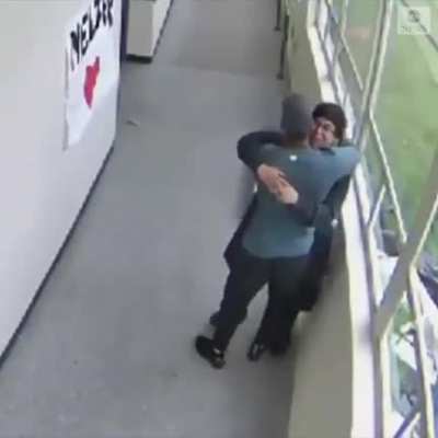 This high school coach disarms a student with a gun and then embraces him after the student attempted to end his own life during a mental breakdown.