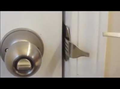 Are you tired of people walking into your room while you're fapping? Well worry no more, introducing the "dinner fork door lock"