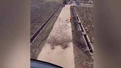 pilot helps man to clean leaves