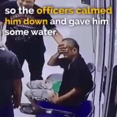 Thai police dealing with a knife attacker