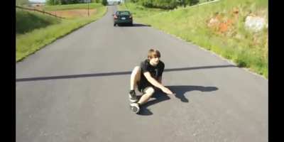 Trying to run and jump over a moving car
