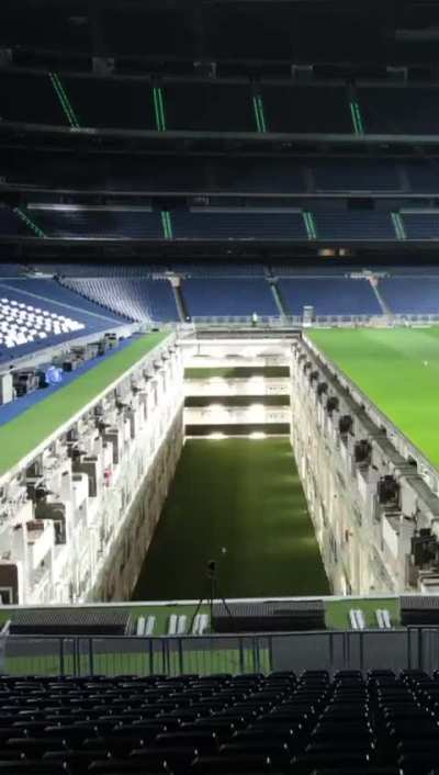 Stadium Bernabéu in Madrid transitioning from soccer/futbol to NFL/American football