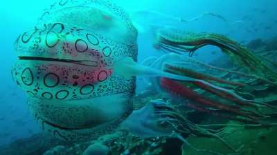 ? The Chirodectes (an incredibly rare genus of box jellyfish) seen just twice, this is the only known footage to exist. 1st post more details.