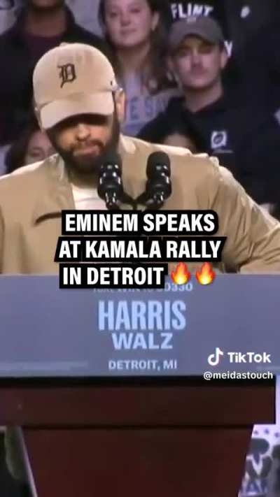 Eminem speaks at Harris rally