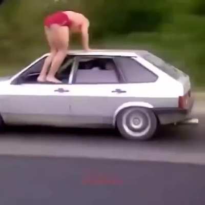 Idiots on cars.