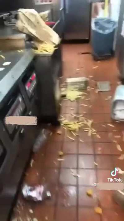 girls DESTROY kitchen of fast food restaurant before quitting