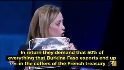 In an interview, Italian Prime Minister Giorgia Meloni deplores French neocolonialism.