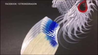 Beautiful “one stroke dragon”, created by a Japanese artist with a single brush stroke!