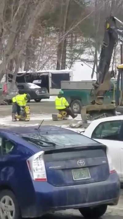 Having fun on the construction site